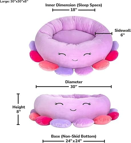 Squishmallows 24-Inch Beula Octopus Pet Bed - Medium Ultrasoft Official Squishmallows Plush Pet Bed thumbnail 4