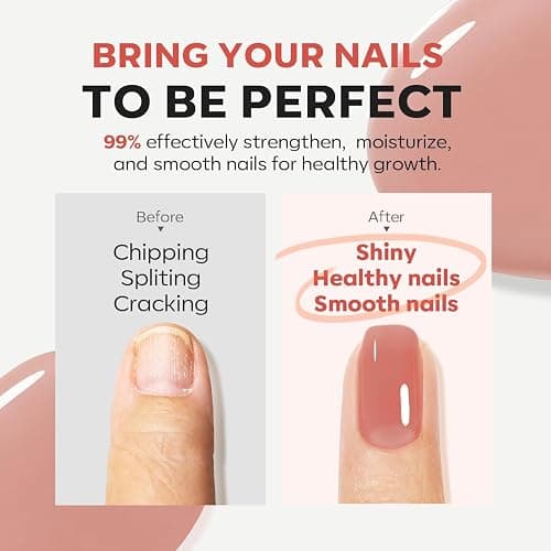 modelones Nail Strengthener and Growth Nail Hardener Nude Fall Nail Polish | Extra Strong and Growth Nail Repair Damaged Nails Strengthening Polish Ridge Filler for Nails & Toenails 15ML thumbnail 6