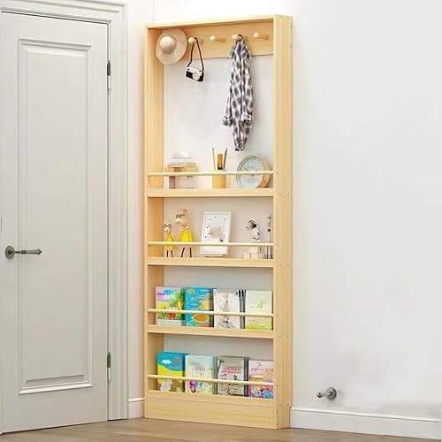 Eqvexd Narrow Storage Rack Behind The Door 3-4Tier,Behind The Door Storage Organizer Books,Space-Saving Wall Mount Narrow Bookshelf for Bedroom,Living Room,Home,Office,Behind Doo - Image 1