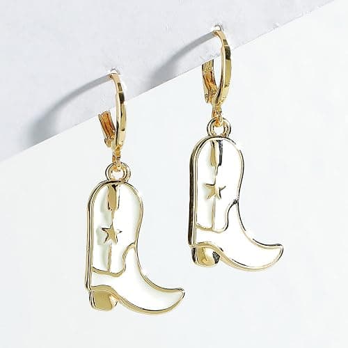 MOEPAPA Enamel Western Cowgirl Boot Earrings Cowgboy Dangle Drop earrings thumbnail 4
