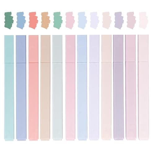 Ouksma Pastel Highlighters Set of 12, Soft Color Mild Highlighters, Eye-Friendly No Bleed Quick Dry Markers for Journaling, Note Taking, Aesthetic School & Office Supplies - Image 1