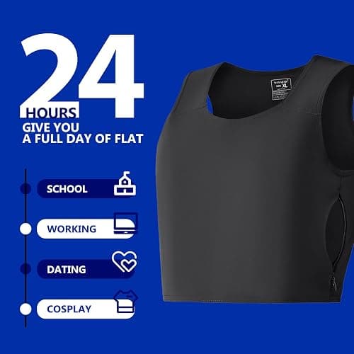 Wonababi Patented Side Zipper Chest Binder, Flat Pro Trans Binder with Both Side Zipper thumbnail 5