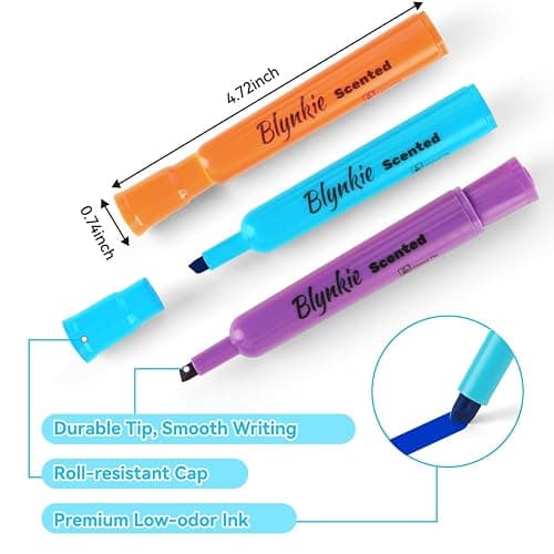 Blynkie Scented Markers Bulk, 120 Count in 12 Assorted Colors with Fun Scents - Chisel Tip Washable Chart Markers for Teachers, Kids, School Supplies & Back to School Supplies, Classroom Must Haves thumbnail 3