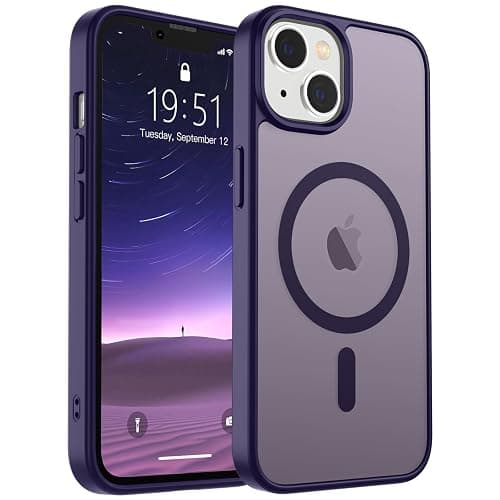 SUPFINE Magnetic for iPhone 15 Plus Case & iPhone 14 Plus Case(Compatible with MagSafe)(Military Grade Drop Protection) Translucent Shockproof Phone Cover,Dark Purple - Image 1