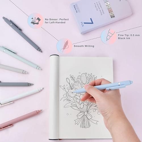 Stocking Stuffers for Women: 7 Pcs Gel Pens 0.5mm Quick Dry Black Ink Fine Point Smooth Writing Pens High-End Series Ballpoint for Office School Supplies Christmas Gifts for Women Girls Nurse Teacher thumbnail 6