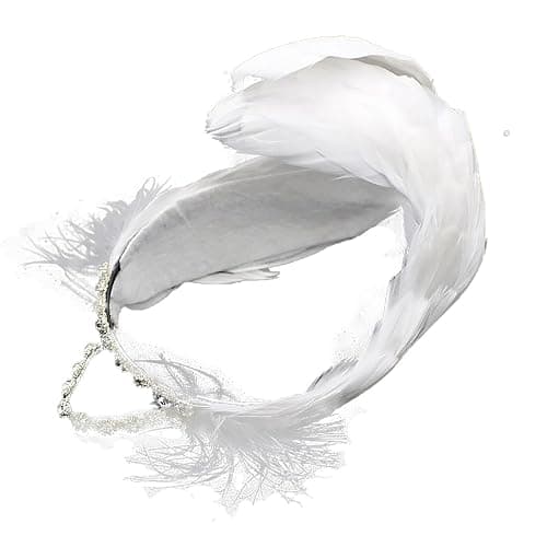 MTPLOP Classic White Feather and Diamond Hair Band for Ballet Dancers Swan Lake Dance Costume Headwear - Image 1