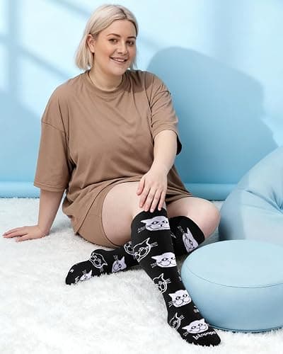 Lalapapa Wide Calf Compression Socks for Women - 3-Pair Plus Size 20-30mmHg Ankle Support Easy on off Socks for Travel Nurse thumbnail 6