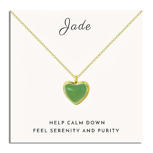 SmileBelle Heart Necklace for Women,Black Tourmaline Protection Red Carnelian Rose Quartz Necklace as Easter Basket Stuffers,Pink Jewelry Moonstone Green Necklaces as ST Patricks Day Jewelry for Women - Image 1