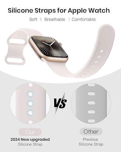 Sport Silicone Band Compatible with Apple Watch Bands 38mm 40mm 41mm 42mm 44mm 45mm 46mm 49mm for Women Men, Soft Wristband Water-proof Strap for iWatch Bands Series 11 10 9 8 7 6 5 4 3 2 1 Ultra SE thumbnail 2