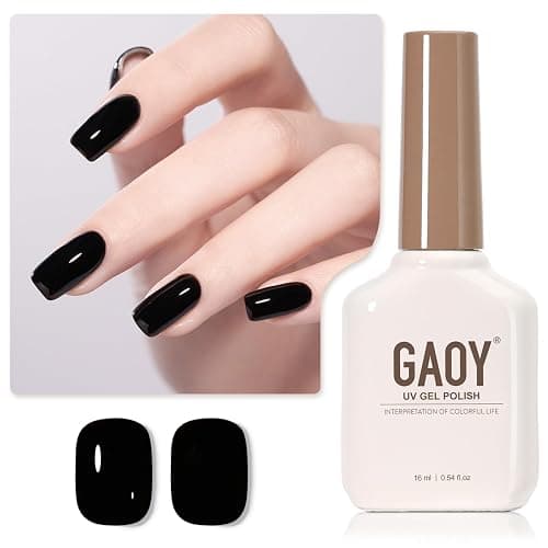 GAOY Black Gel Nail Polish, 16ml Color 1001 Soak Off UV Light Cure Gel Polish for Nail Art DIY Manicure at Home - Image 1