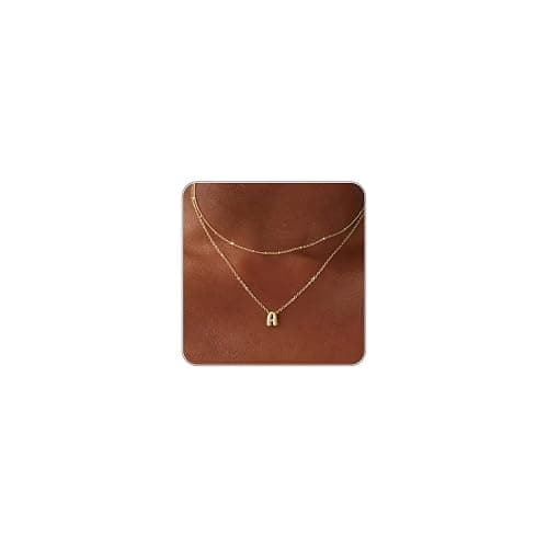 Thaivor Mothers Day Gifts for Mom Initial Necklaces for Women 14K Gold Plated Bubble Letter Necklace Layered Dainty Cute Choker Pendant Stack Jewelry Fashion Accessories Teen Trendy Gift - Image 1