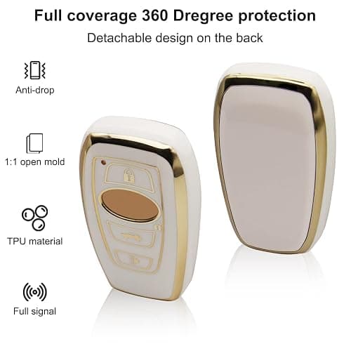 Elegananccy for Subaru Key Fob Cover, Soft Full Protection Key Case Shell with Keychain Compatible with Ascent BRZ Crosstrek Forester Impreza Legacy Outback WRX STI (White) thumbnail 3
