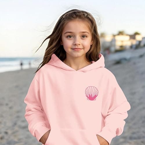 Lubpow Cute Pink Hoodie Kids Girls Aesthetic Preppy Hibiscus Flower Puff Hoodies Kawaii Hawaii Palm Beach Graphic Pullover thumbnail 3