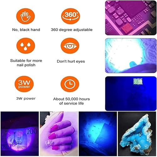 Brokimis Mini UV Light for Gel Nails LED Curing Lamp with Flexible Gooseneck & Clamp 3W Portable Small Manicure Nail Dryer for Resin Curing Nail Art, Black thumbnail 6