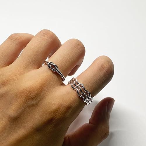 CH.yishi Handmade 925 Sterling Silver Ring Adjustable Stacking Ring Vintage Statement Ring Personalized Jewelry for Women & Men thumbnail 6