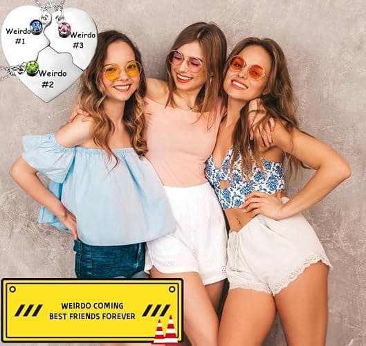 Lezmoii Friendship Necklace Matching Weirdo Heart Pendant Best Friend Necklace for Girls Women BFF Necklace Jewelry Gifts thumbnail 2