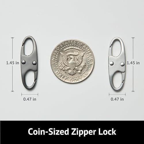 zelin Anti Theft Zipper Clips, Travel Essentials, Carabiner, 4Pcs Grey | Elegant Zinc Alloy Zipper Pull Locks, Airplane Gadgets and Travel Accessories for Backpacks, Commuting and Outdoor Safety thumbnail 2