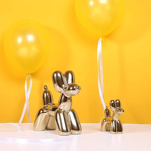 Insiswiner Kleine Tierstatuen, Heimdekoration, Goldfigur, Akzent, glänzende Ornamente, Keramik-Dekoration für Regale thumbnail 2