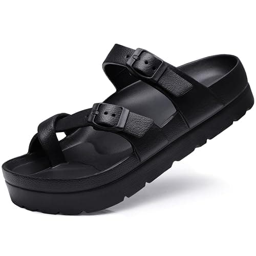 Goosecret Women's Platform Sandals with Arch Support Comfortable Foam Slides Summer Beach Sandals with Adjustable Buckle - Image 1