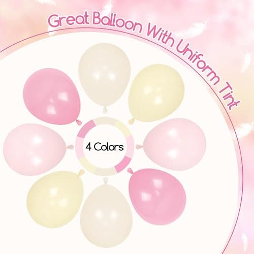 60pcs Pink and Yellow Balloons 12inch, with Sand White Latex Balloons for Anniversary Wedding Baby Shower Birthday Party Decorations thumbnail 5