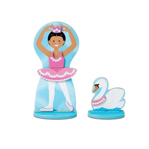Melissa & Doug Ballerina And Fairy Magnetic Dress-Up Double-Sided Wooden Doll And Swan Pretend Play Set (52 pcs) thumbnail 9