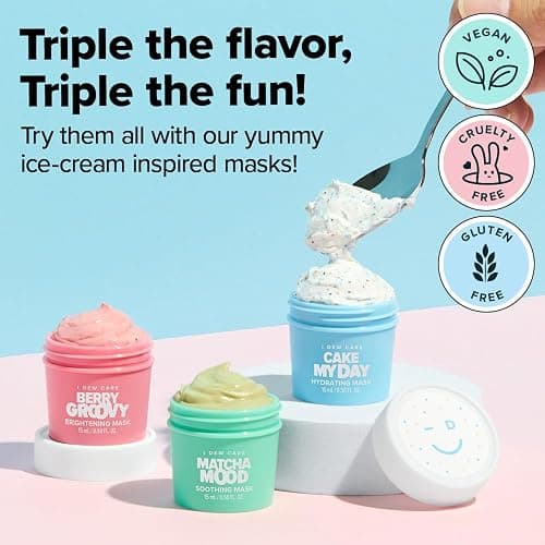 I DEW CARE Wash Off Face Mask Skincare Gift Set - Mini Scoops | Facial Masks, Matcha, Korean Skincare, Pore Cleansing Mask, Cruelty-Free, Travel Size, Mini Set, Stocking Stuffers, Teen Girl Gift Set thumbnail 2