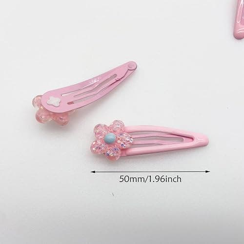 20 Pcs Cute Pink Flower Metal Snap Barrettes and Hairpins for Little Girls Kids Children - Image 1