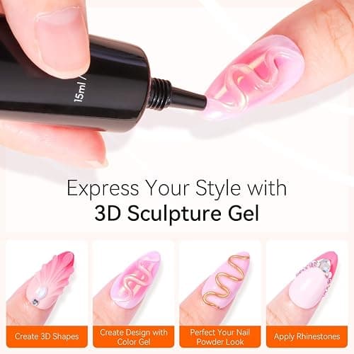 Makartt 3D Gel Nail Art - 15g Rhinestone Glue Gel for Nail Charms, Multifunktionales Skulptur-Nagelgel für DIY-Nageldesign, Nagelschnitzerei Nagelmodellage Hause(Clear) thumbnail 2