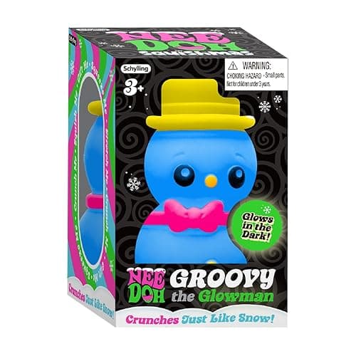Schylling NeeDoh Squishmas Groovy Glowman - Christmas Squeeze Toy - Satisfying Snow-Like Crunch - 3.5" Tall - Color May Vary (Pack of 1) thumbnail 4