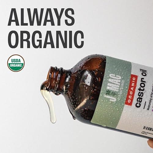 J MAC BOTANICALS, Organic Castor Oil Cold Pressed (Glass Bottle, 16 oz) pure unrefined, hexane free for face, skin, eyelashes, pack wraps, pads thumbnail 3
