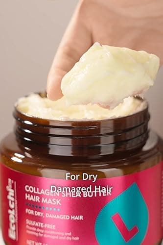 ECOLCHIPRO Ecolchi Collagen Hair Mask Deep Repair Conditioning Collagen Shea Butter Hair Treatment for Dry and Damaged Hair All Hair Types 18.6 oz 550ml thumbnail 5