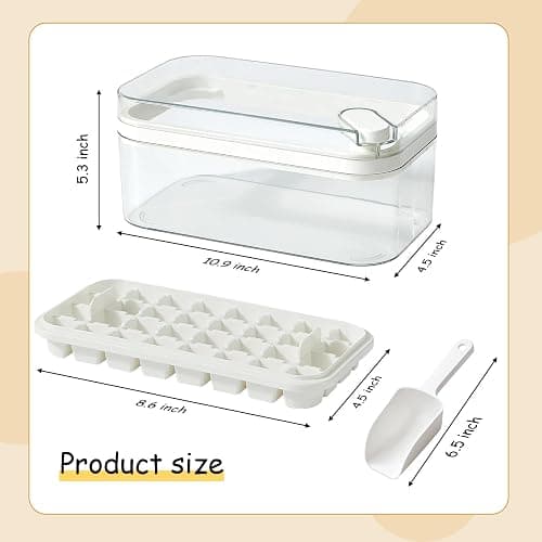 Ice Cube Tray with Lid and Bin, 2 Pack for Freezer, 64 Pcs Ice Cube Mold (White) thumbnail 3