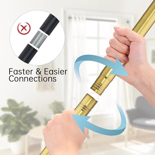 BRIOFOX Shower Curtain Rod Adjustable 18-64 Inch, Spring Tension Shower Rod No Drilling Non Slip, Brushed Gold thumbnail 3
