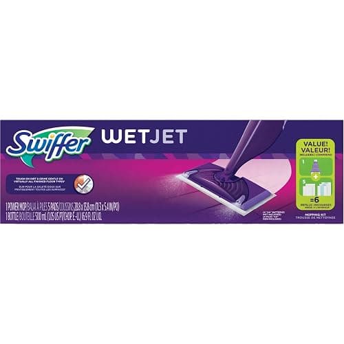 Swiffer Wet Jet Mop, Floor Cleaner for Mopping Wood, Laminate, Tile in Home, Bathroom, Kitchen, All Purpose Multi-Surface Cleaning Set includes 1 Spray Mop, 5 Pads Refill, 1 Fresh Scent Solution thumbnail 2