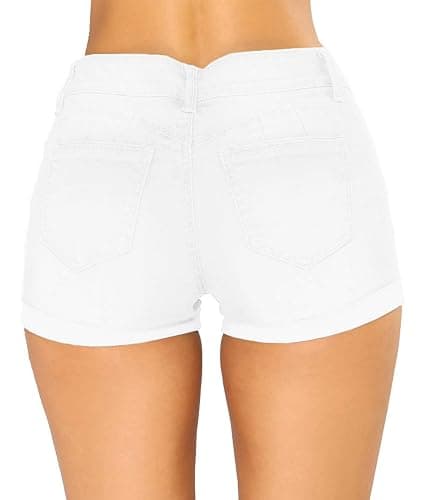 Govc Women Casual Summer Mid Waist Stretchy Denim Jean Shorts Junior Short Jeans - Medium - 6010white(no Ripped) thumbnail 2