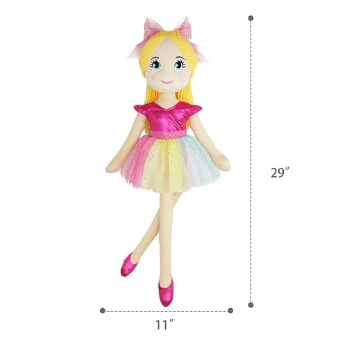June Garden 30" XL Ballerina Princess Polina - Stuffed Plush Life Size Soft Doll - Pink Outfit - Gift for Toddlers and Little Girls thumbnail 3