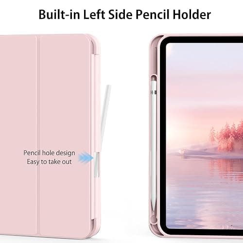 Kenke for iPad 11/10th Gen Case with Pencil Holder 11/10.9 inch 2025 A16/2022, Soft TPU Back Shell Hybrid Slim Trifold Stand Protective Cover Support Touch ID Auto Wake/Sleep (Pink) thumbnail 6