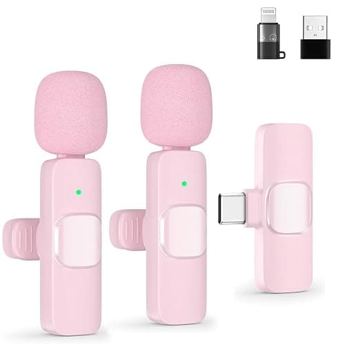 Wireless Lavalier Microphone for Android/iPhone/Computer/Laptop, Wireless Mic for iPhone 13 14 15 16 17 with Noise Reduction Chip, Mini Microphone for Recording Podcast YouTube, TikTok(2 Pack) - Image 1