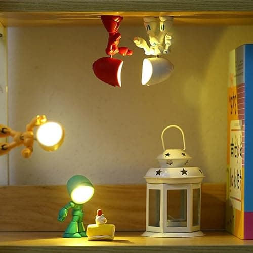 2026 Posable Robot Table Lamp - 6Pcs Cartoon Animal LED Night Light Set - Cordless Eye-Friendly Mood Light with Phone Holder for Bedroom Desk Decor (1PCS C) thumbnail 4