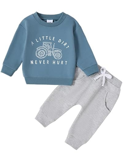 Yvowming Baby Boy Clothes Fall Clothes Truck Print Long Sleeve Pullover Tops + Pant Sets Toddler Winter Outfits - Image 1