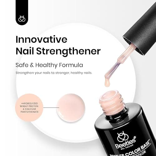Beetles Color Base Gel Nail Polish 1pcs 15ml | Rubber Base Builder Neutral Nude Gel Base Coat Warm Jade Nail Polish, Nail Strengthener Soak Off UV LED Light Needed thumbnail 2