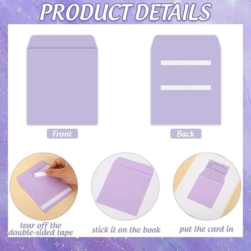 FYSUIMU 240 Pcs Library Pocket Envelopes and Books Cards Include 120 Self Adhesive Envelopes and 120 Due Date Note Cards 6 Pastel Colors Envelop for Book Checkouts Classroom Office Library Supplies thumbnail 4