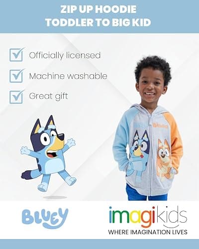 Bluey Fleece Zip Up Hoodie Toddler to Big Kid Sizes (2T - 10-12) thumbnail 3