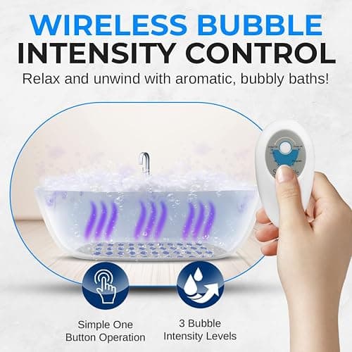 Portable Spa Bubble Bath Massager - Thermal Spa Waterproof Non-slip Mat with Suction Cup Bottom, Motorized Air Pump & Adjustable Bubble Settings - Remote Control Included - Serenelife PHSPAMT22 thumbnail 5