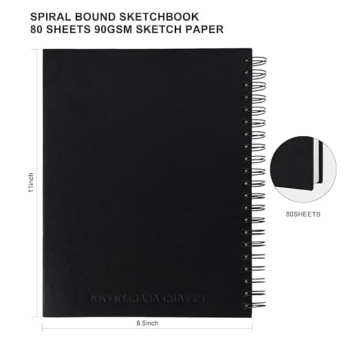 8.5x11inches Hardbound Sketch Book, Spiral Bound Sketch Pad, 80-Sheets 90gsm Inner Paper, Acid Free Drawing Art Paper, Prefect Works with Kids and Adults thumbnail 2