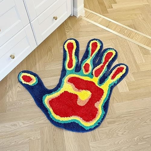 LAKEA Handmade Palm Rug Shape Tufted Carpet Plush Fluffy Soft Multiple Color Home Decor Living Room Bedroom Room Aesthetic (31.5X31.5 Inch) - Image 1