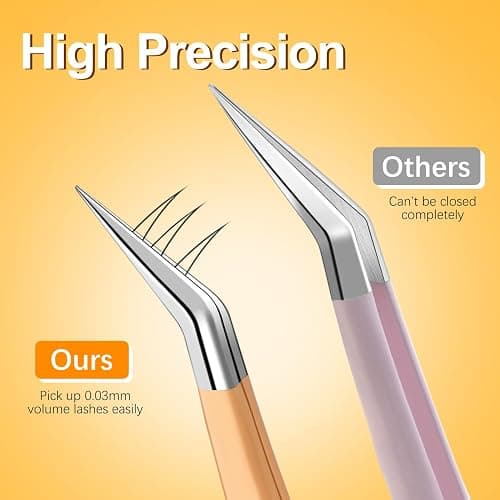 MORGLES 5pcs Eyelash Extension Tweezers High Precision, Straight and Curved Volume Lash Tweezers for Extensions, Crafting, Girls Women Beginners thumbnail 2
