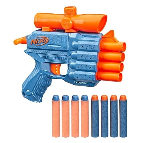 Nerf Elite 2.0 Prospect QS-4 Blaster, 8 Official Nerf Elite Darts, 4-Dart Blasting, Nonremovable Targeting Scope, Pull-Back Priming - Image 1