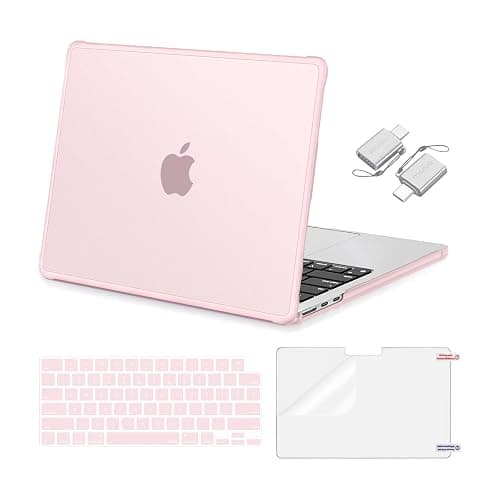 MOSISO Compatible with MacBook Air 13 inch Case M5 M4 M3 M2 2026-2022 | Hard Case&Keyboard Skin&Screen Film&Type C with TPU Bumper for MacBook Air 13.6, A3449 A3240 A3113 A2681, Pink - Image 1