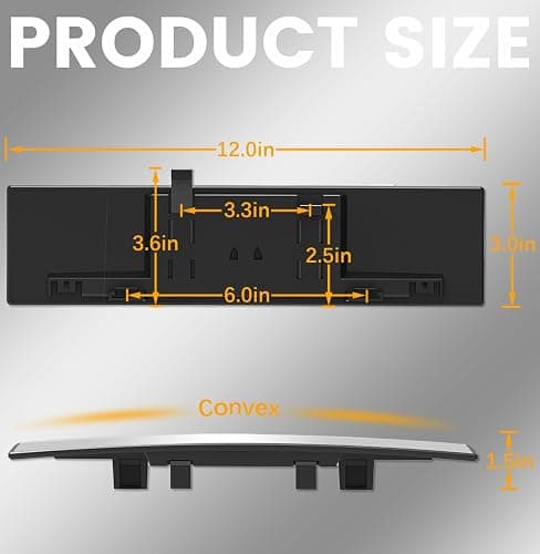 HmmtyRack Panoramic Car Rear View Mirror Universal Extender Convex 12 Inch | Chrome Anti-glare Clip on Mirrors Wide Angle Large Rearview Mirror Interior Accessory to Reduce Blind Spot for Car SUV Trucks thumbnail 7